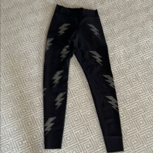 Ultracor Black Leggings with Lightning Bolt Design